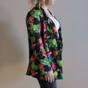 Mango Tropical Floral Long Blazer